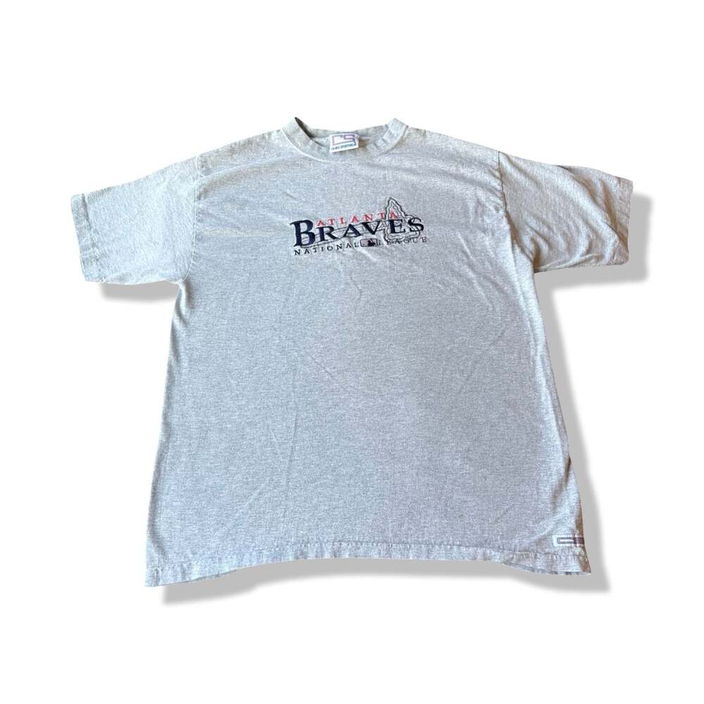Vintage Crable Sportswear Atlanta Braves National League Heather Grey T-Shirt Si